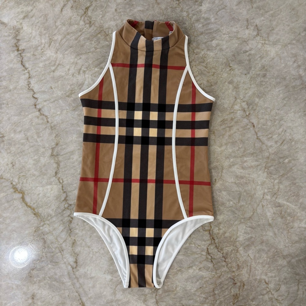 Burberry One Piece Swimsuit - Tan Plaid